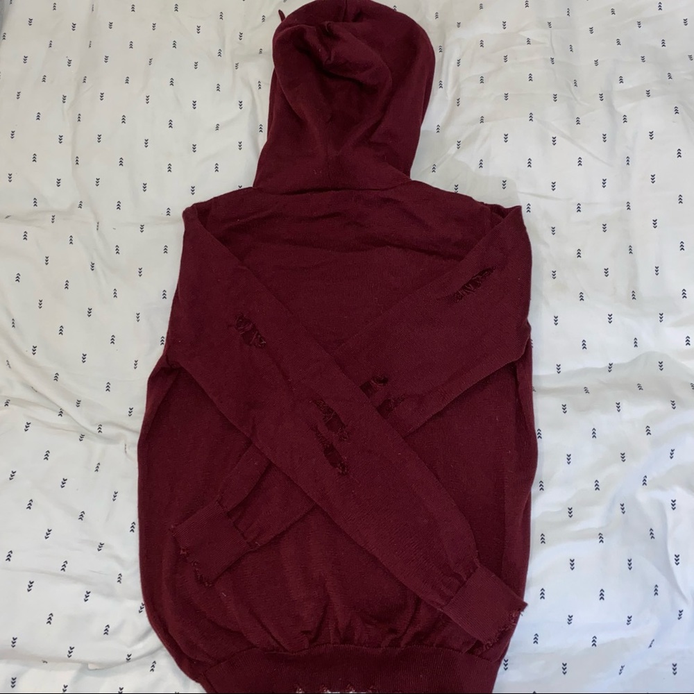 Maroon ripped hoodie